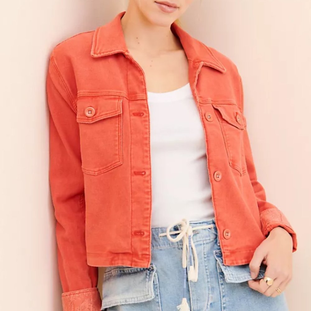 Anthropologie Red Marilee Trucker Jacket (L)